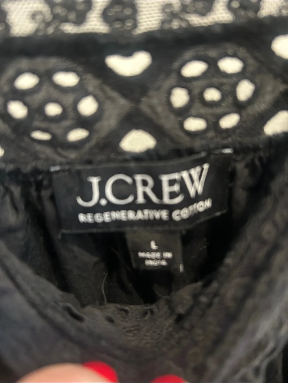 J. Crew Black lace-Trim Regenerative Cotton maxi dress with pockets!